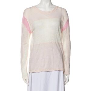 Iro 100% Linen Pink Colorblock Pattern Pullover Long Sleeve Top Sz Small